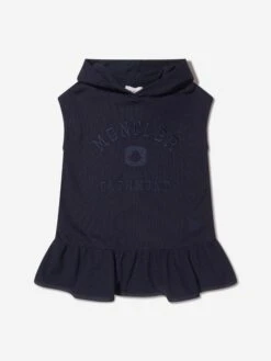 Girls Sleeveless Hooded Dress In Navy