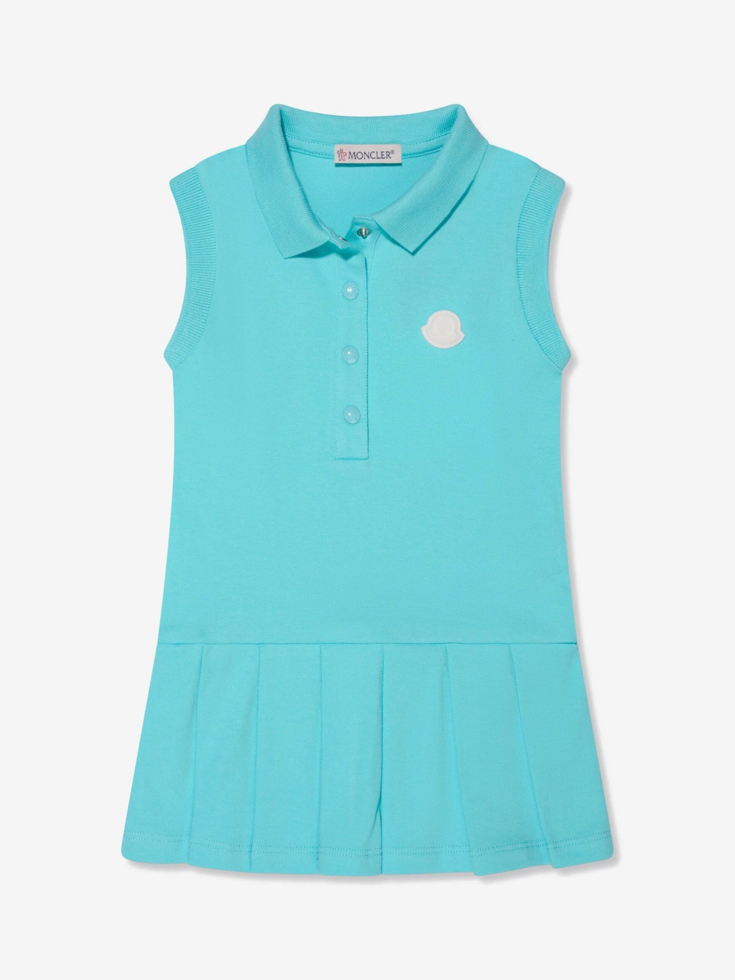 Baby Girls Sleeveless Polo Dress In Turquoise