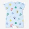 Baby Boys Bear Print Romper In Blue