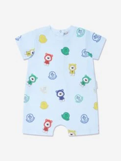 Baby Boys Bear Print Romper In Blue