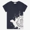 Girls Logo Print T-Shirt In Navy