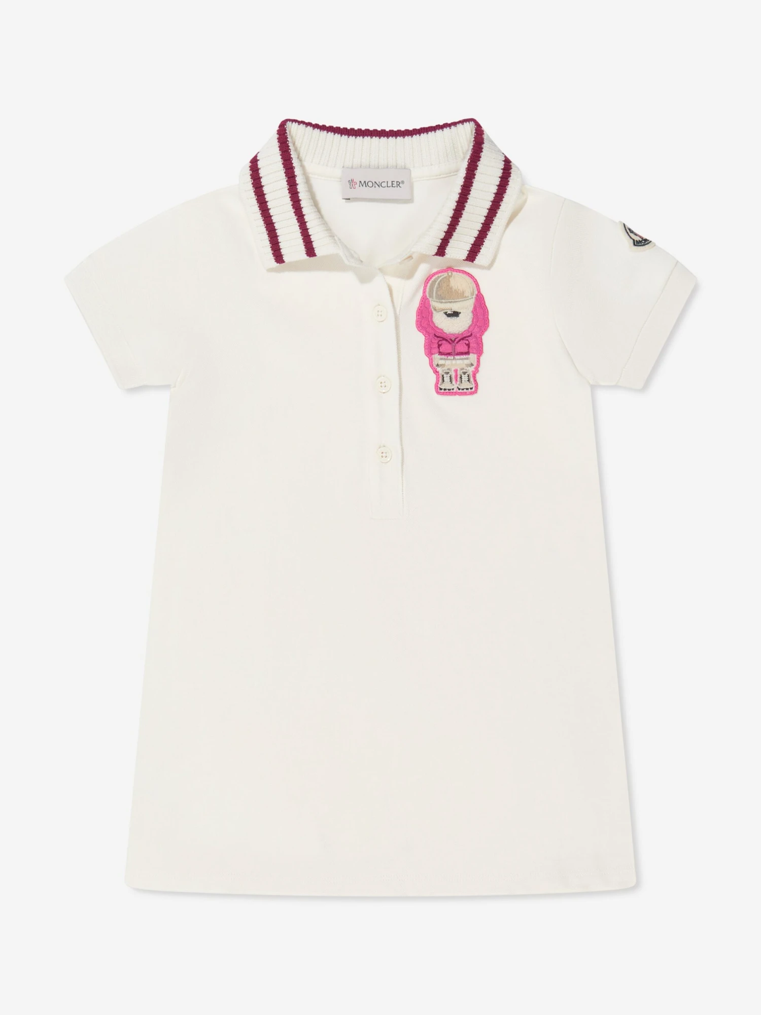 Girls Bear Polo Dress In White