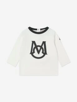 Baby Boys Long Sleeve Logo T-Shirt In White