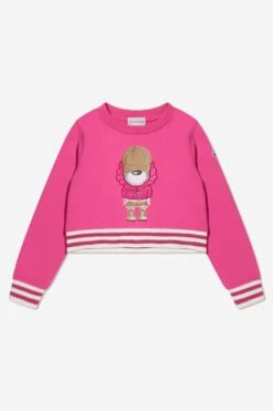 Girls Bear Print Sweatshirt In Pink