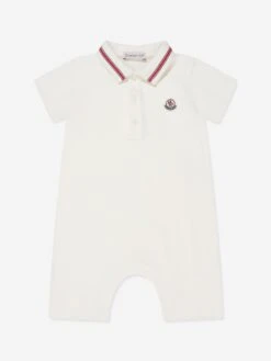 Baby Boys Polo Romper In White