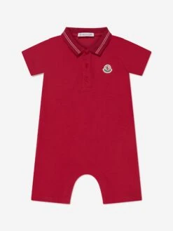 Baby Boys Polo Romper In Red