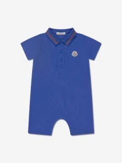 Baby Boys Polo Romper In Blue