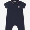 Baby Boys Polo Romper In Navy