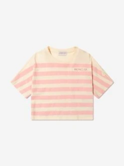Girls Striped Logo T-Shirt In Cream